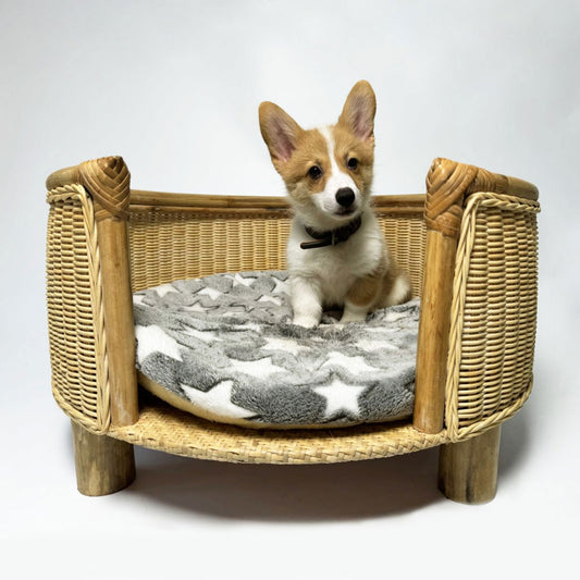 Handcrafted Round Wicker Pet Bed