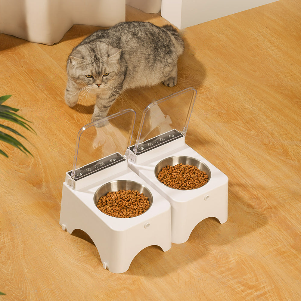 Smart Pet Bowl With Dust Cover - Automatic Flip Top